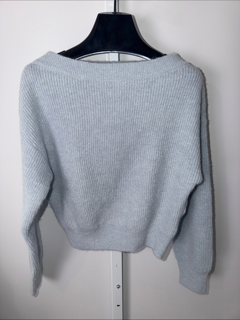 H&M Light Blue Ribbed Scoop-Neck Sweater